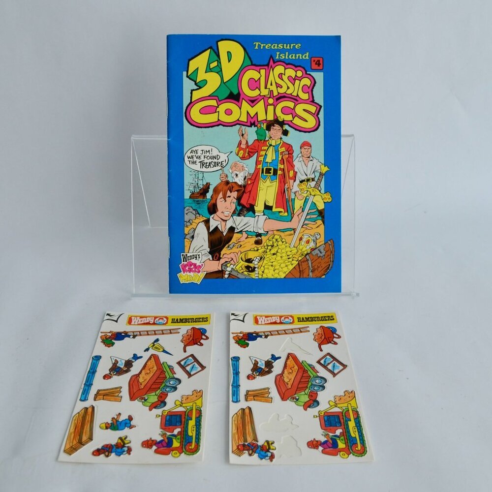 Lot Vintage Wendy's Restaurant Items 3D Classic Comics & Kids Meal Stickers